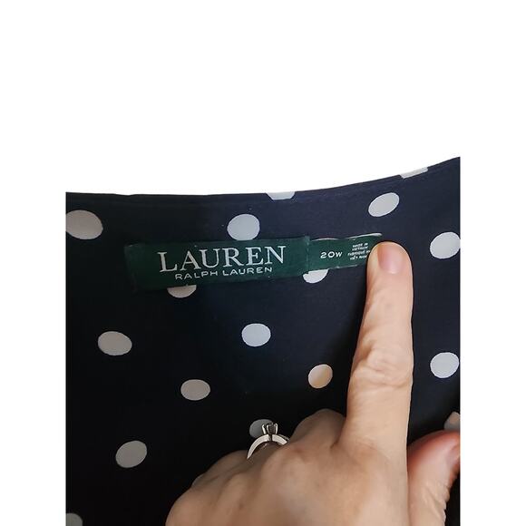 Lauren Ralph Lauren Polka Dot Faux Wrap Dress, 20W - Picture 6 of 8